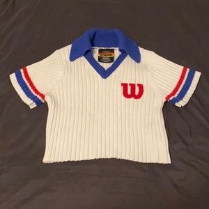 Wilson x Forever21 Vintage cropped top rib knitted and embroidered Polo size S